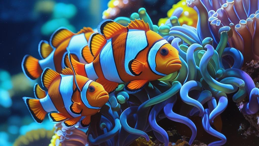 This is a scene of clownfish and sea anemones displaying mutualism. The purpose of this scene is to be metaphorical towards the mutual trust based agreement that exists between lender and borrower in lending.